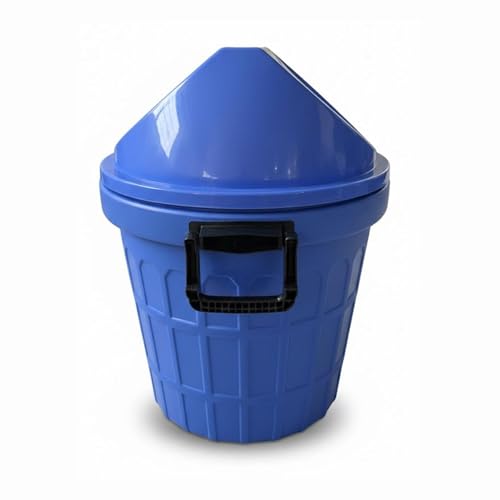 Image of HiBi Swing Lid 50 Litre Blue Dustbin - Large Outdoor Waste Bin | Heavy Duty Garbage Container | Durable Plastic Trash Can for Home, Office, Hospitals, Public Areas (Blue Colour)