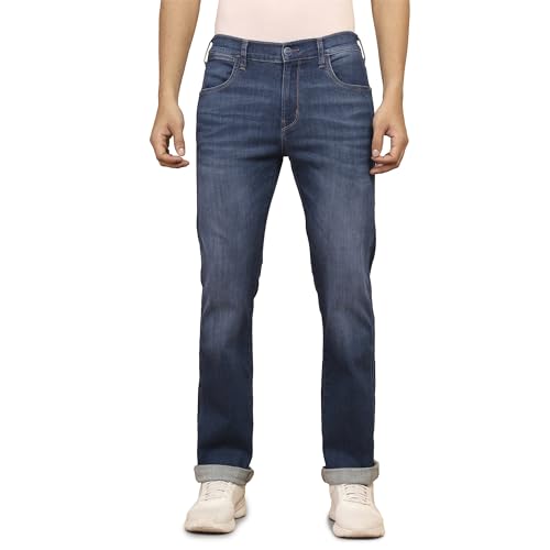 Image of Wrangler Men's Blue Straight Fit High Rise Jeans