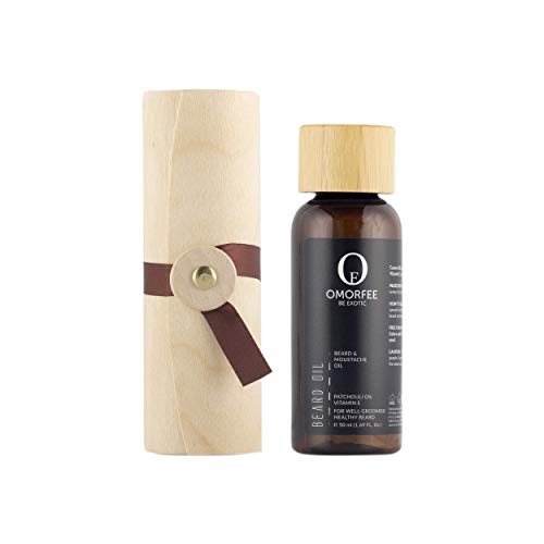 OMORFEE Organic Beard & Moustache Oil | Organic Beard Oil | Argan, Castor, Patchouli, Lemon, Vitamin E | 50 ML 1.69FL. Oz.