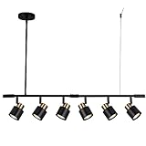 CRAFTRONOS 6 Light Track Lighting Kit, Matt Black Brass Finish Adjustable Height with Moden Flush Mount Ceiling Spotlight for Kitchen,Dining,Living Room,Home Improvement