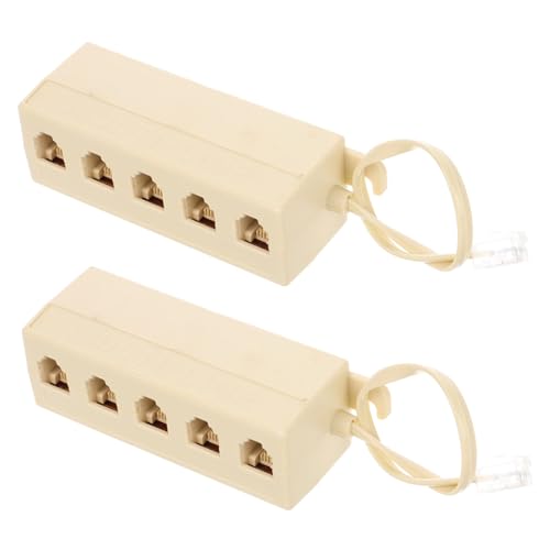 KONTONTY 2pcs Way Telephone Splitter Adapter Easy Install Landline Junction Box Stable Signal Transmission Compatible Phone Devices Rjpc Pc Adapter