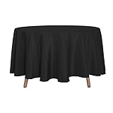 sancua Round Tablecloth - 90 Inch - Water Resistant Spill Proof Washable Polyester Table Cloth Decorative Fabric Table Cover for Dining Tables, Buffet Parties and Camping, Black