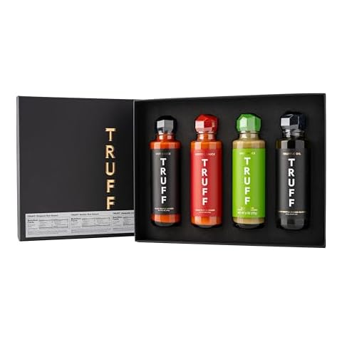 TRUFF Hot Sauce and Oil Bundle Pack - Original Hot Sauce, Habanero Hot Sauce, Jalapeño Lime Hot Sauce, Black Truffle Oil - 6 oz bottles, 4 count Cover
