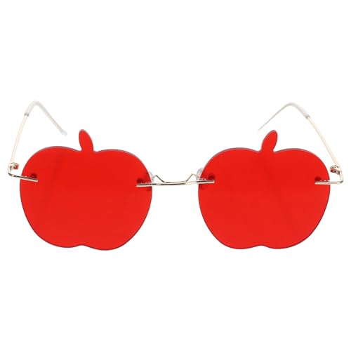 Apple Sunglass Apple Shaped Sunglasses Transparent Tinted Candy Color Eyewear Frameless Glasses for Valentines Day Party Cosplay