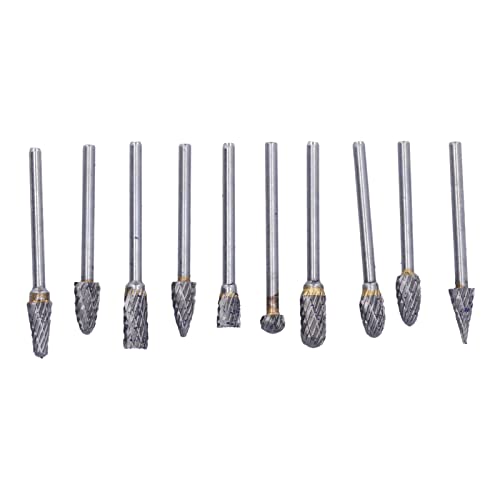 Yctze Juego de Limas de Carburo de Tungsteno de 10 Piezas con Caja Transparente para Carpintería, Pulido y Manualidades (Plata de doble grano (caja azul))