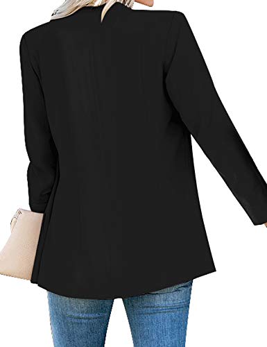 Luvamia Women'S Long Blazer Jacket Casual Notched Lapel One Button Work Office Blazer Jacket Suit Black Size Large thumb #1
