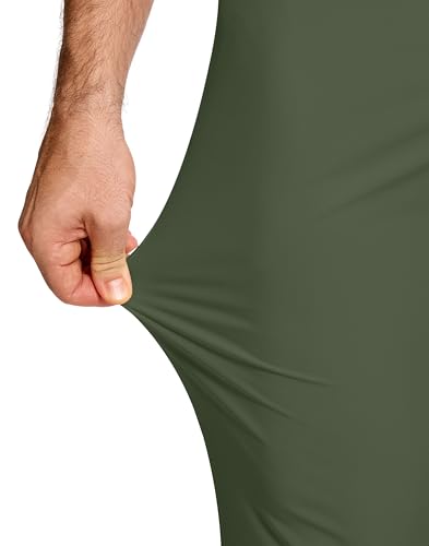 Men's Golf Dress Pants 30" Inseam Stretch Skinny Tapered Lightweight Breathable Chino Trousers with Pockets for Casual Work Army Green 333