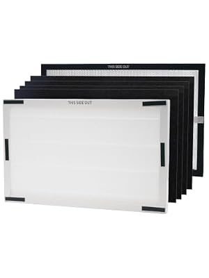 Exlyric Replacement Filter YY25630 Compatible with Lasko HF25630 Pure Platinum Air Purifier, 1 Pleated Filter + 1 TiO2 Filter + 3 Activated Carbon Pre-Filters,Dust, Carbon VOCs
