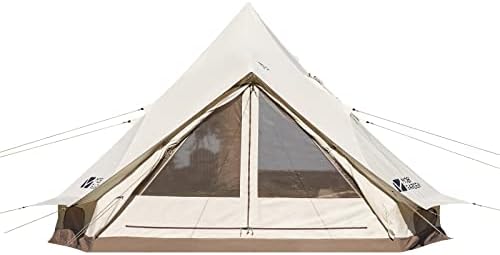 MOBI GARDEN Cotton Canvas Luxury Yurt Camping Tent Waterproof Glamping Tent with Roof Stove Jack Hole for Family Outdoor, Party 4 Seasons