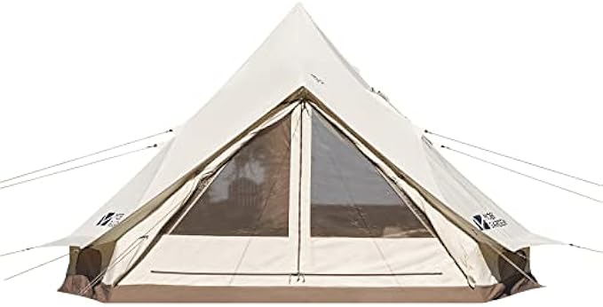 MOBI GARDEN Cotton Canvas Luxury Yurt Camping Tent Waterproof Glamping Tent with Roof Stove Jack Hole for Family Outdoor, Party 4 Seasons