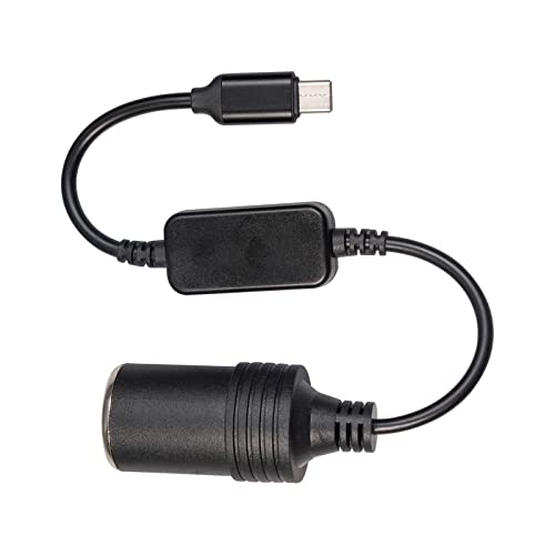 JackRuler Chargement De Batterie De Voiture USB C mâle 5V à 12V Voiture Allume-Cigare Femelle câble convertisseur (12W Max) Chargeur Induction Original (Black, One Size), Le noir Cover