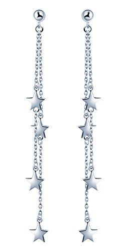 Preisvergleich Produktbild Yumilok 925 Sterling Silber Sterne Sternchen Ohrhänger Kettchen Ohrringe Hypoallergen Ohrschmuck für Damen Frauen Mädchen