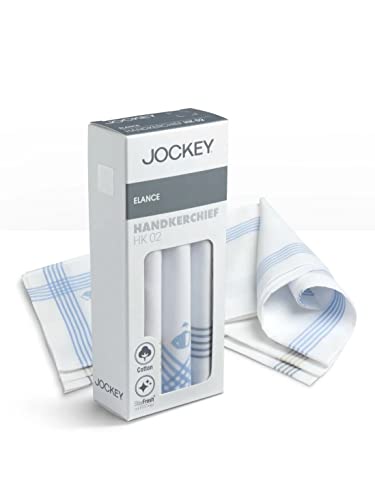 Image of Jockey Cotton Men White Casual Style Handkerchief With Coloured Border (Pack Of 3) HK02 White Free Size