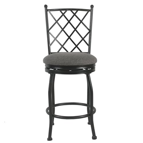 Image of HomePop Metal Counter Stool, 24-Inch, Gray Woven