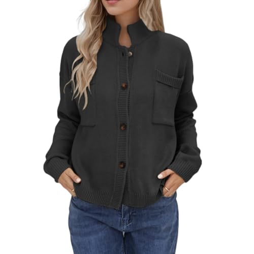 Image of Sumleno Long Sleeve Cardigan Sweaters for Women Button Down Tops Vintage Grandpa Aesthetic Grunge Fall Winter Outfits