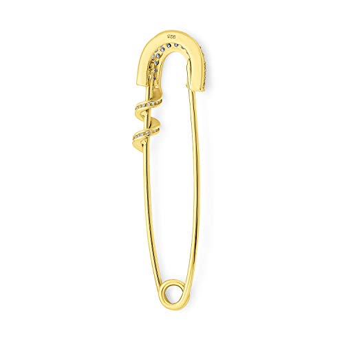 Bling Jewelry CL-Z8557-G Safety Pin Symbol Of Support For Displaced People Cubic Zirconia Accent 14K Gold Plated Sterling Silver Add Charms 1.2 Inch thumb #1