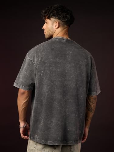 Image of The Souled Store Official Marvel: Spider x Venom Oversized T-Shirt for Men Boys Cotton Casual Half Sleeves Baggy Loose Fit Drop Shoulder Round Neck Black