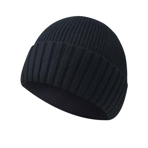 Bonnet en Tricot Thermique pour Homme et Femme d'hiver Moderne Doux élastique,Bonnet de Pêcheur-Le Sport Plein air Shopping Course à Pied Ski (Noir)