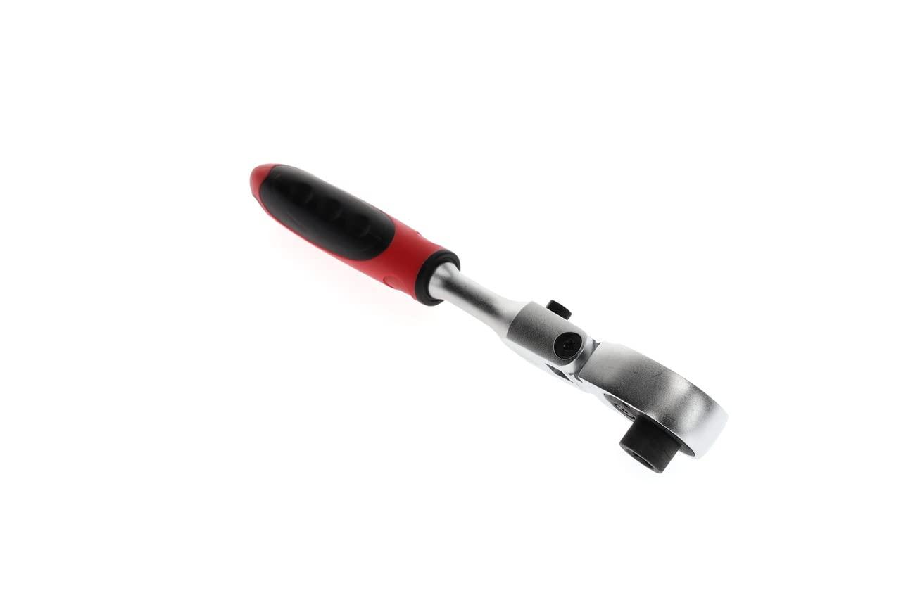 GEDORE red Gelenk-Bitknarre mit ergonomischem 2K-Griff, Feinverzahnung mit 72 Zähnen, 1/4 Zoll, Rot/Schwarz