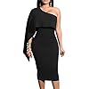 GOBLES-Womens-Summer-Sexy-One-Shoulder-Ruffle-Bodycon-Midi-Cocktail-Dress GOBLES Women's Summer Sexy One Shoulder Ruffle Bodycon Midi Cocktail Dress Black