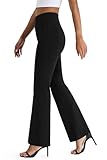 AFITNE Yoga Dress Pants for Women, High Waisted Workout Bootcut Flared Work Pants with Pockets Bootleg Business Office Casual Pants Black - L