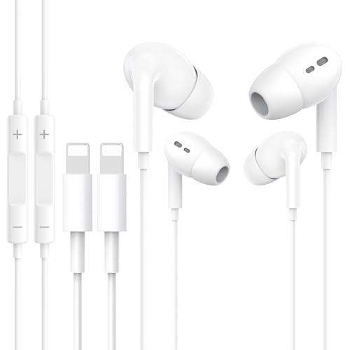 2 Pack In Ear Kopfhörer für i-phone, Kopfhörer mit Kabel, HiFi Ohrhörer Audio Stereo mit Mikrofon und Lautstärkeregler Kompatibel mit phone 14 Pro Max/14 Pro/14 Plus/14/13/12/11/Mini/SE/XS/XR/X/8/7