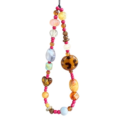 Image of Cute Beaded Camera Wrist Strap for Phone, Digital Camera Charm Lanyard, Pearl Beaded Chain for Bag Keychain Gift