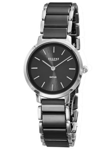 Montre femme REGENT acier et céramique noire pour sublimer votre style quotidien