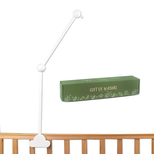 Image of HLEEDUO 27 INCHES Crib Mobile Arm, 360° Rotating Mobile Arm for Crib,White Wooden Mobile for Crib, Adjustable Crib Accessories Safe Anti Slip Set,Mobile Holder for Crib,Nursery Cloud Design