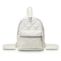 AfitLulu Small Backpack for Women and Girls, PU Leather Ladies Mini Backpack with Front Pocket, Diamond Pattern Small Womens Backpacks with Detachable and Adjustable Strap