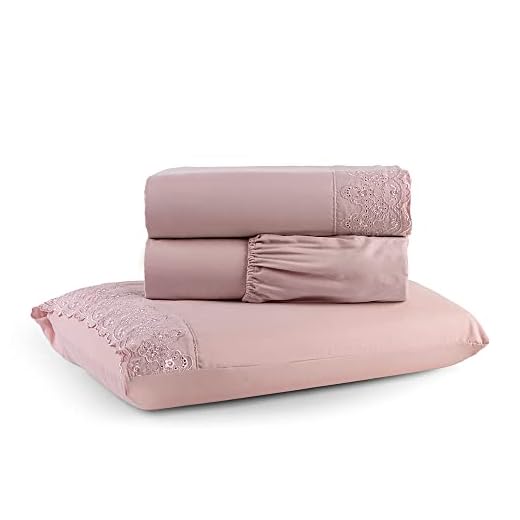 Jogo de Lençol Solteiro 3 Peças Napoli Percal 300 Fios Lese Bordado Inglês (Rosê)
