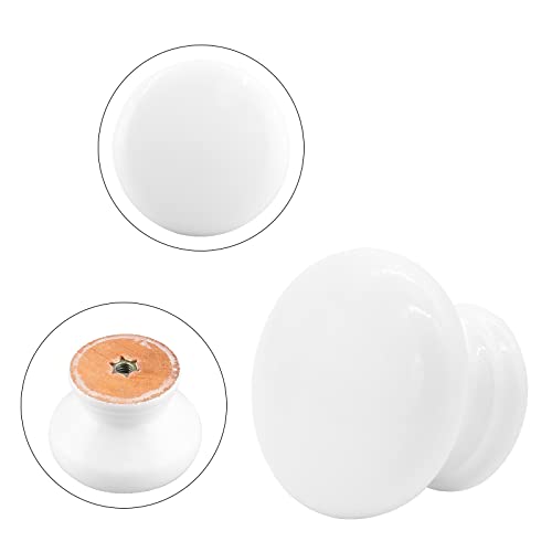 Uenhoy 20 Pcs Round Wooden Cabinet Knobs 15/16" (24Mm) White Wooden Pulls Knobs Mushroom Shape Wood Knobs For Cabinet Dresser Drawer #TOP3