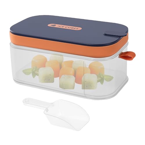 Molde para hielo con tapa, 32 compartimentos, reutilizable, con recipiente de cajón, para cócteles, vino, whisky, bourbon, vodka, café, bebidas, zumo, nevera
