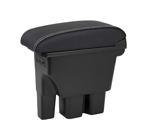 EREVNPAM アームレスト スズキ 新型ジムニー用 JB64W JB74W 専用 肘置き コンソールボックス ブラックレザー調 車内収納 収納ボックス 純正ホルダー対応 小物入れ USB充電 多機能一体型 取付簡単 収納アクセサリー カー用品 (ホワイ
