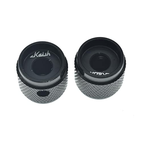 Kaish 2-Pack 43/64"(17Mm) Diam. Aluminium Potentiometer Knobs 1/4" Universal Metal Pot Control Knobs For Guitar/Bass/Efffect Pedal/Amp Amplifier/Preamps/Audio Equipments Black Without Indicator #TOP3