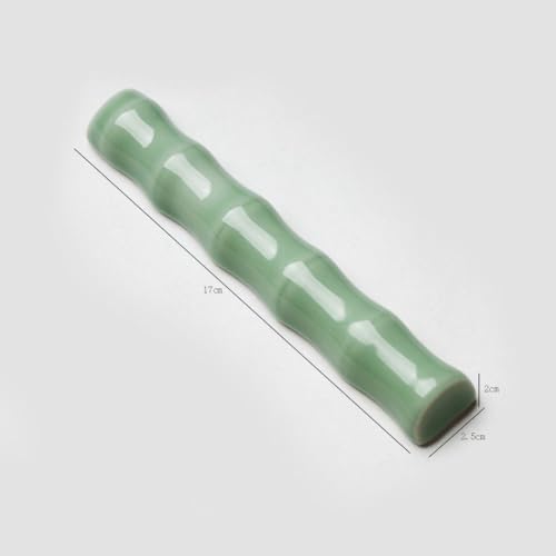 Image of lasenersm 2 Pieces Calligraphy Brush Holders Rack Rests Ceramic Paint Brush Holders Racks Rest Calligraphy Pen Holder Stand Racks Rests 5 Ports Calligraphy Writing Brush Holder Rack Rest, Green