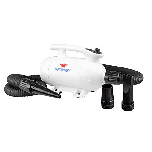 XPower B-24 Force Pet Dryer Dog Grooming with Variable Speed and 2-Heat Settings with 3 Nozzles