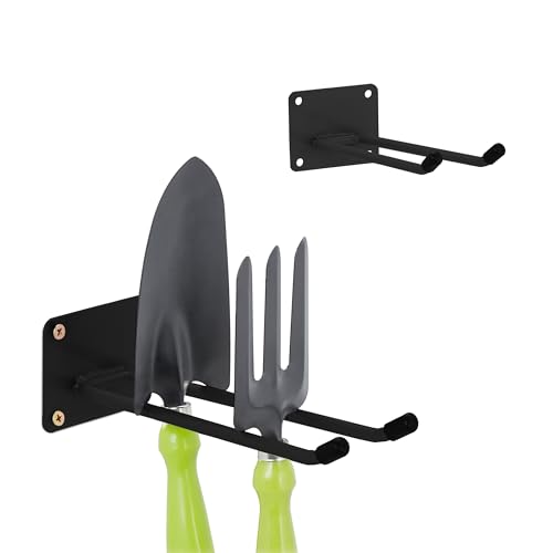 Relaxdays Wandhaken, 2er Set, 24 cm lang, Doppelhaken Wand, Gerätehalter Garage, Werkstatt & Keller, Stahl, schwarz