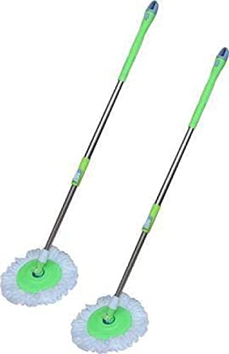 PlantaZee Mop 360? Spin Cleaning Mop Stainless Steel Rod Handle Stick Set with Mop 1 Microfiber Refill for Home and Bathroom Floor Tiles Usable Things Pack of 2-image-46