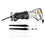 Reciprocating Saw 710W: DEKOPRO Electric Wood Saw with 4 Blades, 2800 SPM Variable Speed, 20mm Stroke Length, Tool-Free Blade Change, for Wood and Metal Cutting