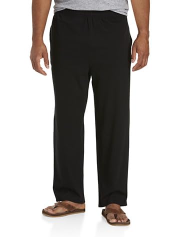 Harbor Bay by DXL Men's Big and Tall Open-Hemmed Jersey Pants Black 1XLT