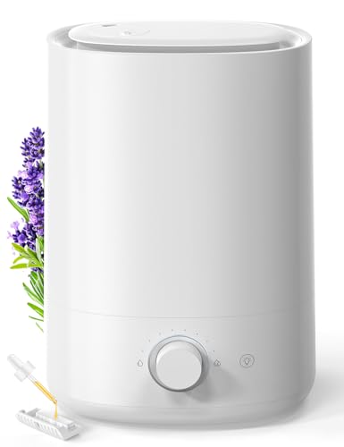 AROEVE 5L Top-Fill Luftbefeuchter, Ultraschall Kaltnebel Luftbefeuchter Schlafzimmer mit Ätherisches Öl Diffusor, 360° Drehdüse, 28dB Nachtlicht, 50H Laufzeit, für Baby-Kinderzimmer, Pflanzen