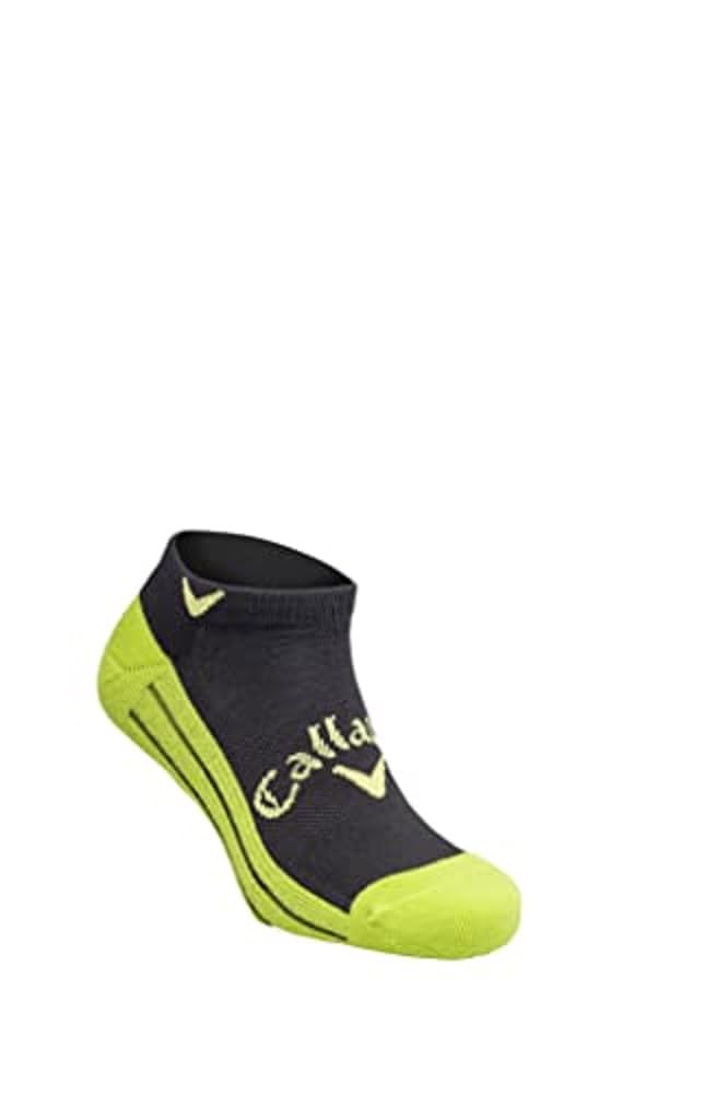 Callaway Men's 2022 Men's Tour Cotton Crew Socks, Black/Lime, One Size UK