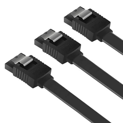 3 Pcs SATA Cable SATA Cable III SATA Cable III 6Gbps Straight HDD SDD Data Cable High Speed Data Transfer for HDD SSD CD Drives - Secure Latch Backwards Compatible 18 Inch (Black)