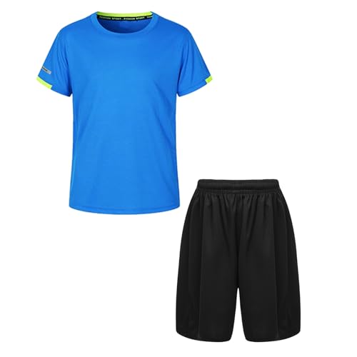 Kids Boys Girls Piece Tracksuit Gym Workout Sportwear Moisture Wicking Tshirts With Sport Shorts Set2