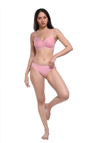 Image of REALSIDE Women Cotton Bra Panty Set for Lingerie Set|Bra Panty Set | Panty Bra Set for Women Women Lingerie Set A Beautiful Combo Pack of 3-Black,Green,Pink