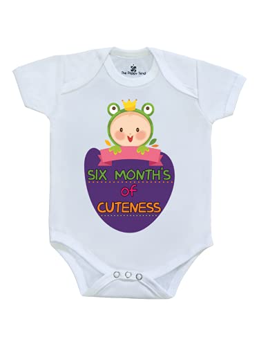 THE PEPPY TEND Six Months Of Cuteness Baby Unisex Onesie-Romper Half Sleeves Regular Fit