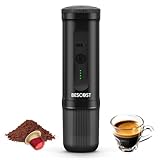 BESCOST Tragbare Espressomaschine mit Akku 20 Bar, Camping Kaffeemaschine für unterwegs USB-C, 2 in 1 Reisekaffeemaschine für NS Kapseln & Kaffeepulver, Auto, Wohnmobil, Wandern, Reise