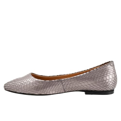 Trotters Women's Loafer/Slipon Ballet Flat, Pewter Snake, 12 Narrow4