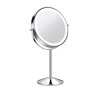 TOGETOP Led-make-upspiegel, verlichte make-upspiegel met 5 x / 1 x vergroting, oplaadbare make-upspiegel, tafelspiegel